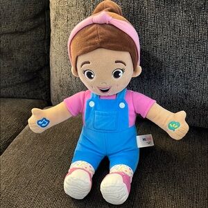 Plush Doll in Pink and Blue with Expressive Features